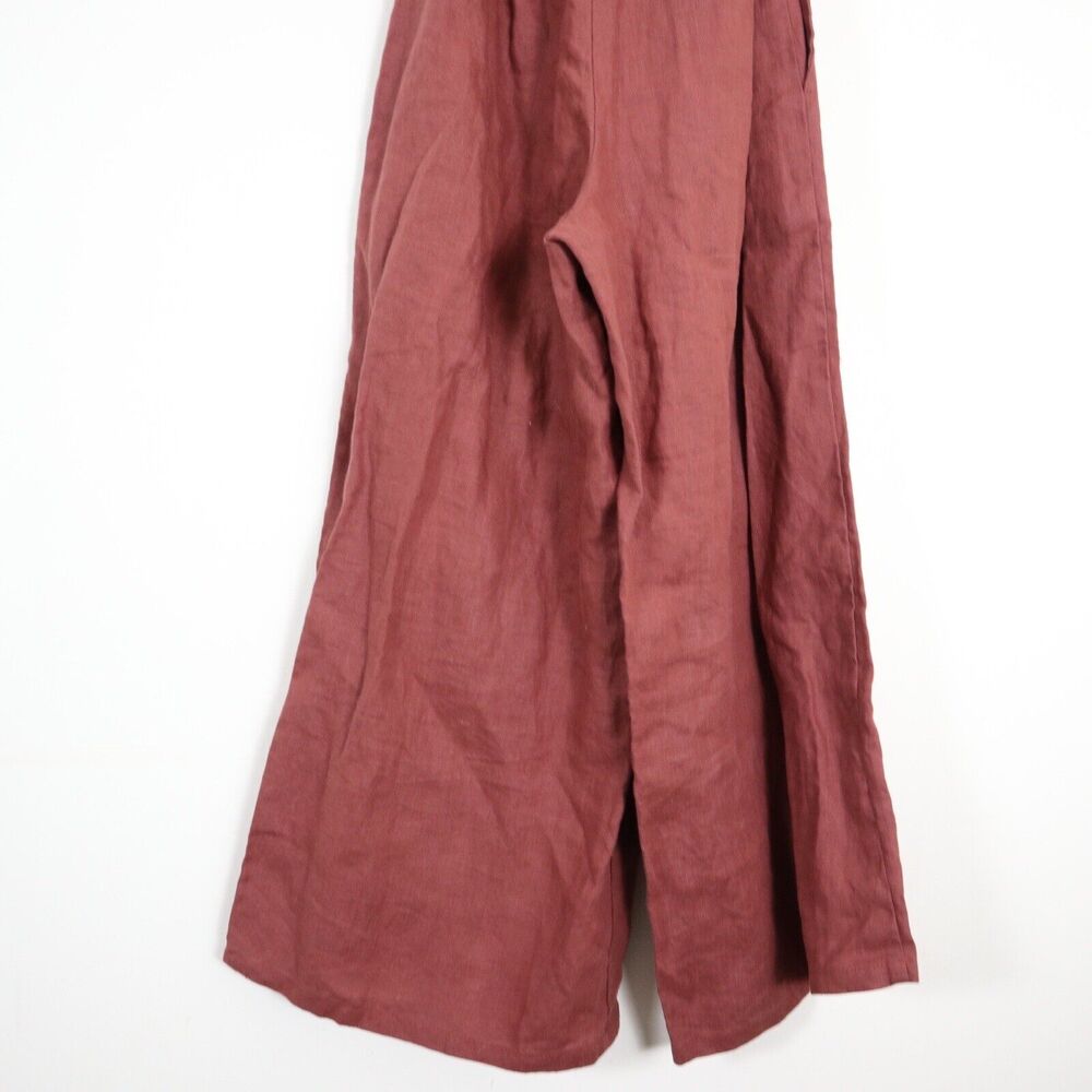Faithfull the Brand Size S 100% Linen Lais Wide Leg Crop Jumpsuit Strapless - Picture 10 of 10